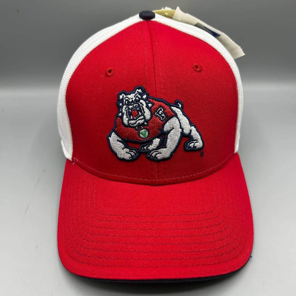 Fresno State Bulldogs Trucker Hat Men M-L Red The Game Stretch Fitted Cap New